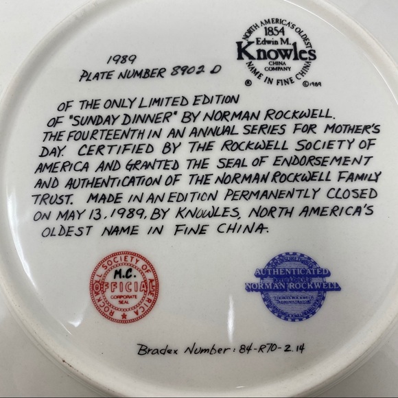 Norman Rockwell Sunday Dinner Plate - Picture 3 of 4